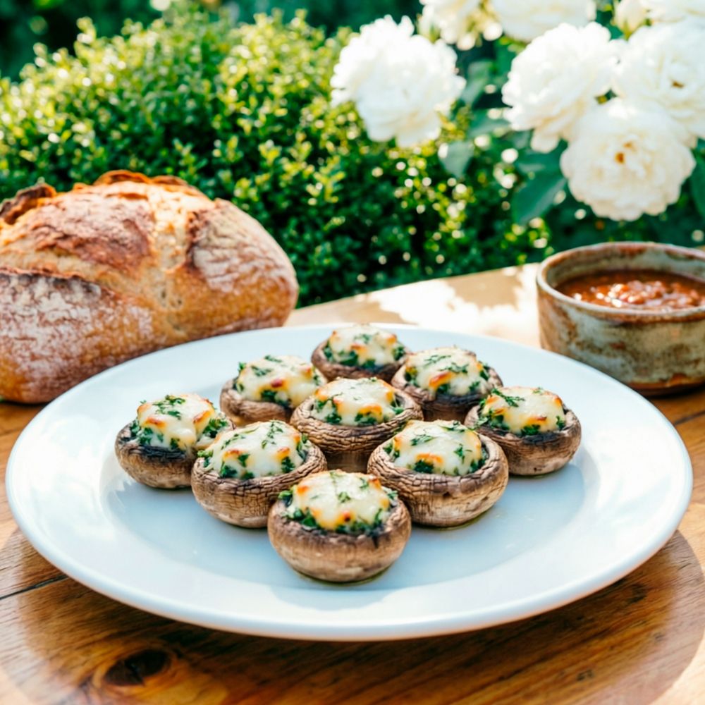 Рецепт шампиньонов фаршированных зеленью и сыром